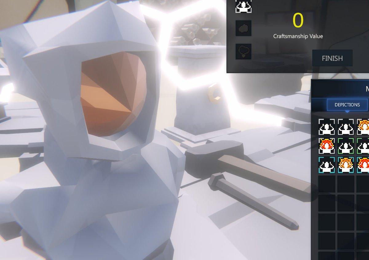 cvoigtgames's tweet photo. It's always amazing to see the progression from idea to reality. Here's a peek at the journey of a bust in my game. Gathering inspiration from concepts, modeling in Blender, and adding that touch of life with animation.  More work to be done though! #GameDev #IndieDev #b3d #WIP https://t.co/SYCz8I9wOy