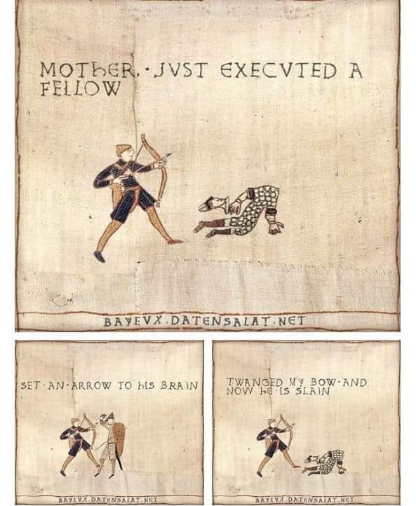 fakehistoryhunt's tweet photo. Hang on a minute... I don't remember this from the Bayeux embroidery.... https://t.co/PPwHz2e8Rm
