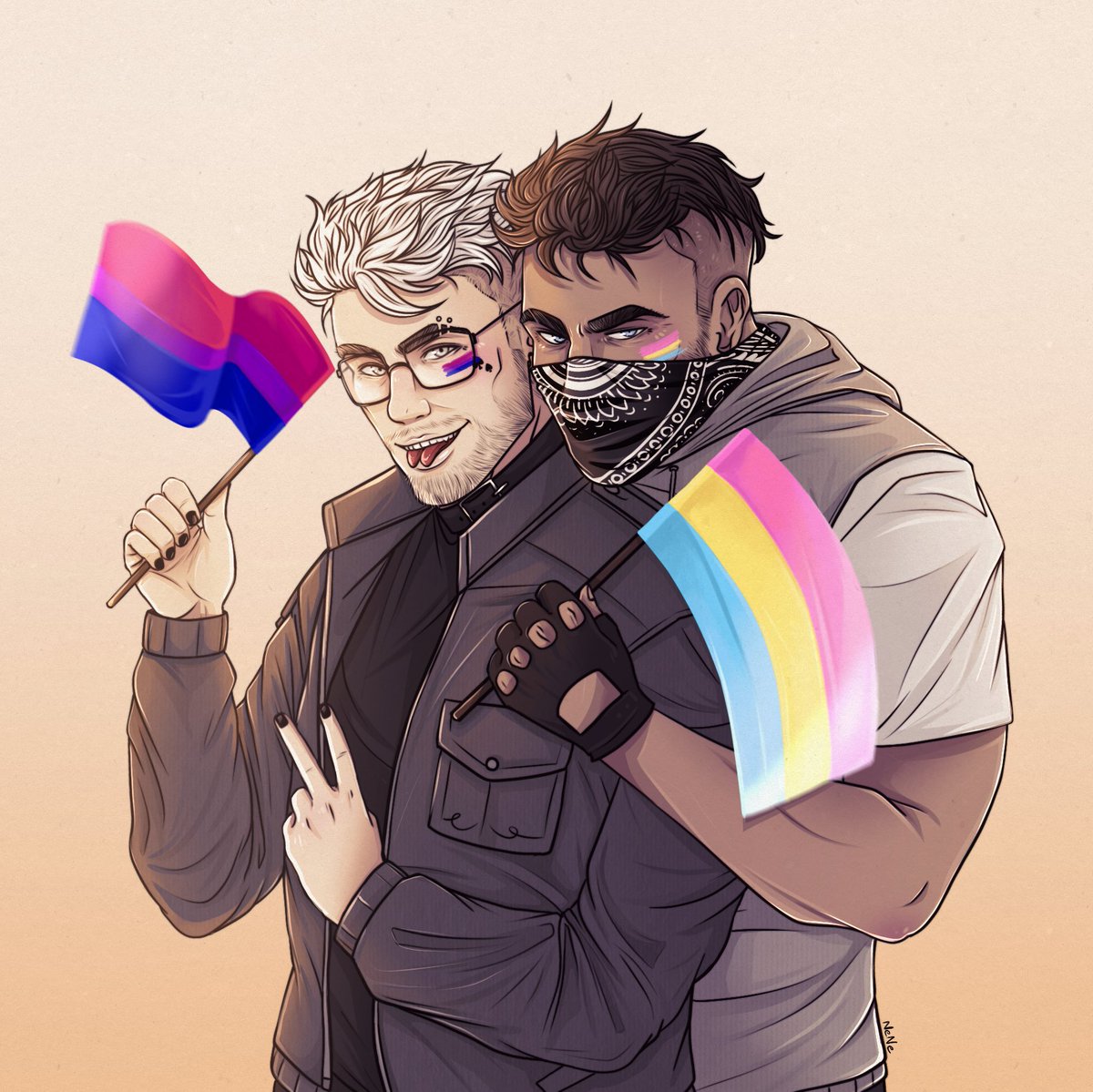 Dobra, lecimy dalej XD #5city #5cityArt #PrideMonth Te flagi się już pojawiły, ale uwielbiam te dwójkę więc musiałam ich narysować. Vasquez wybrane przeze mnie, Speedo canon :)