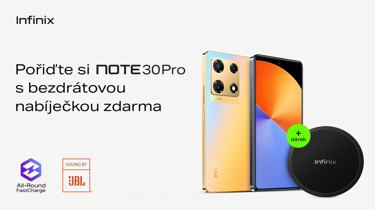 InfinixCZSK's tweet image. Žijte svůj život podle sebe a získejte dárky s NOTE 30 PRO! 🎁 Prvních pět set zákazníků, kteří si zakoupí nový smartphone NOTE 30 PRO, 📱 dostane zdarma bezdrátovou nabíječku. 🥳 Akce platí do vyprodání zásob.
#infinix #note30pro #bezdratovanabijecka #akce #novinka #smartphone