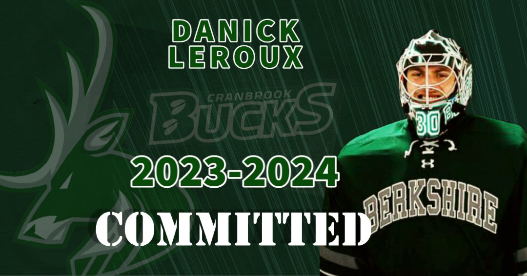 Another player commitment!

The Cranbrook Bucks are welcoming goaltender Danick Leroux to the HERD 🦌

cranbrookbucks.ca/2023/06/12/buc…

#GoBucksGo #JoinTheHerd