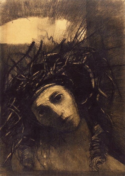 Quite in love with Odilon Redon’s many renditions of thorn-crowned Christ