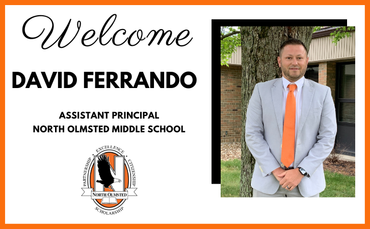 NOCSEagles's tweet photo. At tonight's Board of Education Meeting, David Ferrando was approved as the new Assistant Principal at North Olmsted Middle School! Dave is a familiar face to North Olmsted and we are excited to welcome him back. Read more about him here: https://t.co/aGvVJFIuEa https://t.co/o1Mj0s6KyY