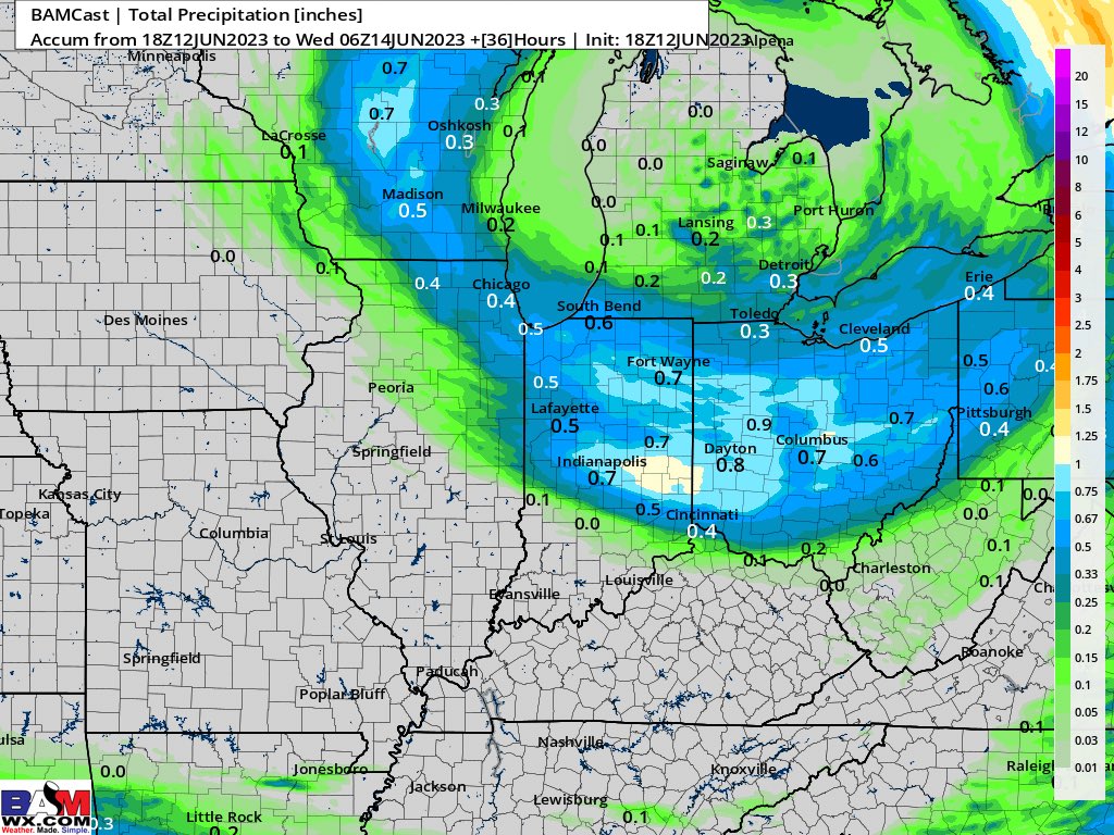 bam_weather's tweet photo. ☔️Confidence remains high for corridor of moderate rainfall to develop for areas that missed out on 🌧️ ⛈️ chances this past weekend. While activity will be more scattered initially, we'll gladly take additional rain 😃

#AGwx #INwx #ILwx #OHwx #MIwx #WIwx #AGwx #Corn #Soybeans https://t.co/OMtaYXanEx