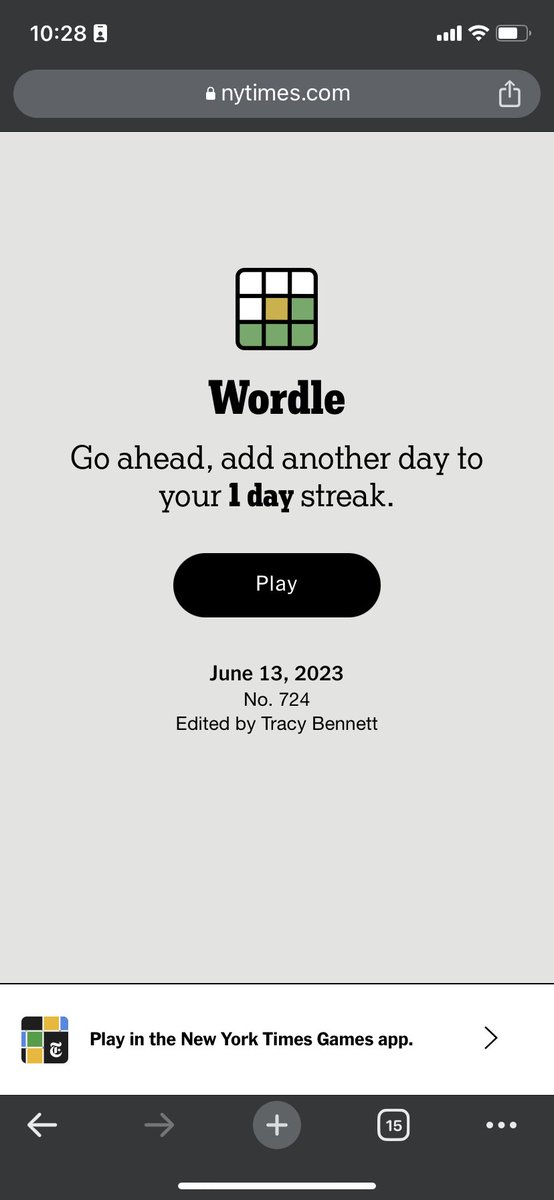 Clempowered's tweet photo. Second time in 2 weeks that my  #Wordle streak restarts despite playing the day before. 
This is really annoying! https://t.co/jABqkYxTAY
