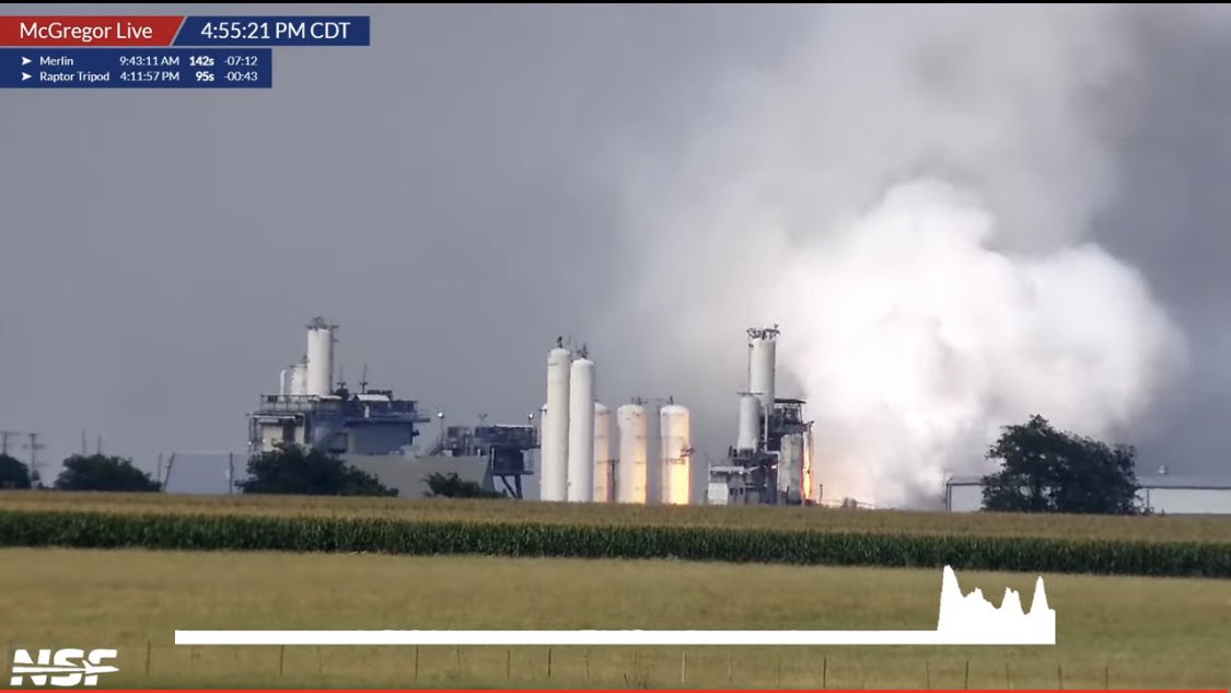 bluemoondance74's tweet photo. …And a 3+minute(!!) burn of a Merlin Vacuum-Optimized engine! 

#SpaceXTests #McGregorTX https://t.co/hpclEzquBf