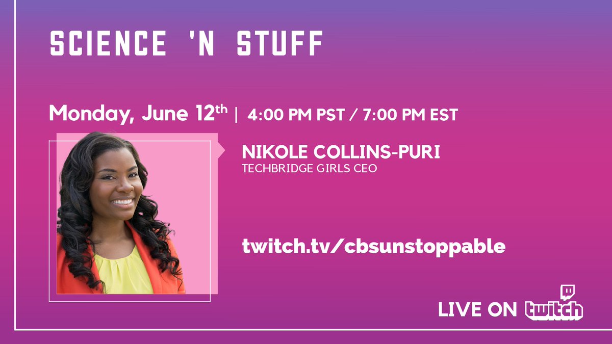 NiKoleCPuri's tweet image. In a few minutes, join the chat with @CBSUnstoppable and hear more about @techbridgegirls and our work! #stemequity #GirlsLeadSTEM