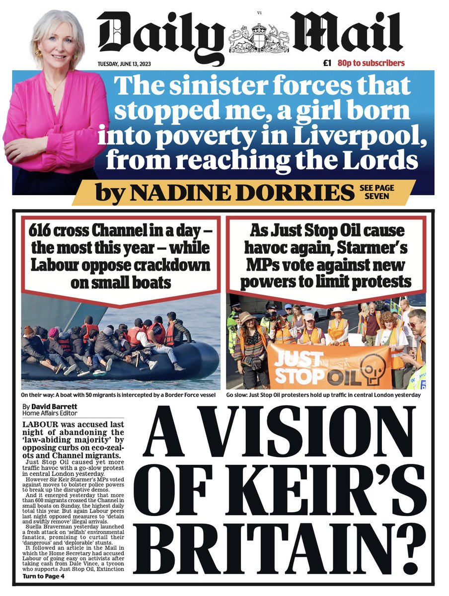 BBCNews's tweet image. Tuesday&apos;s Mail: “A vision of Keir&apos;s Britain?” #BBCPapers #TomorrowsPapersToday bbc.in/42H1jqN