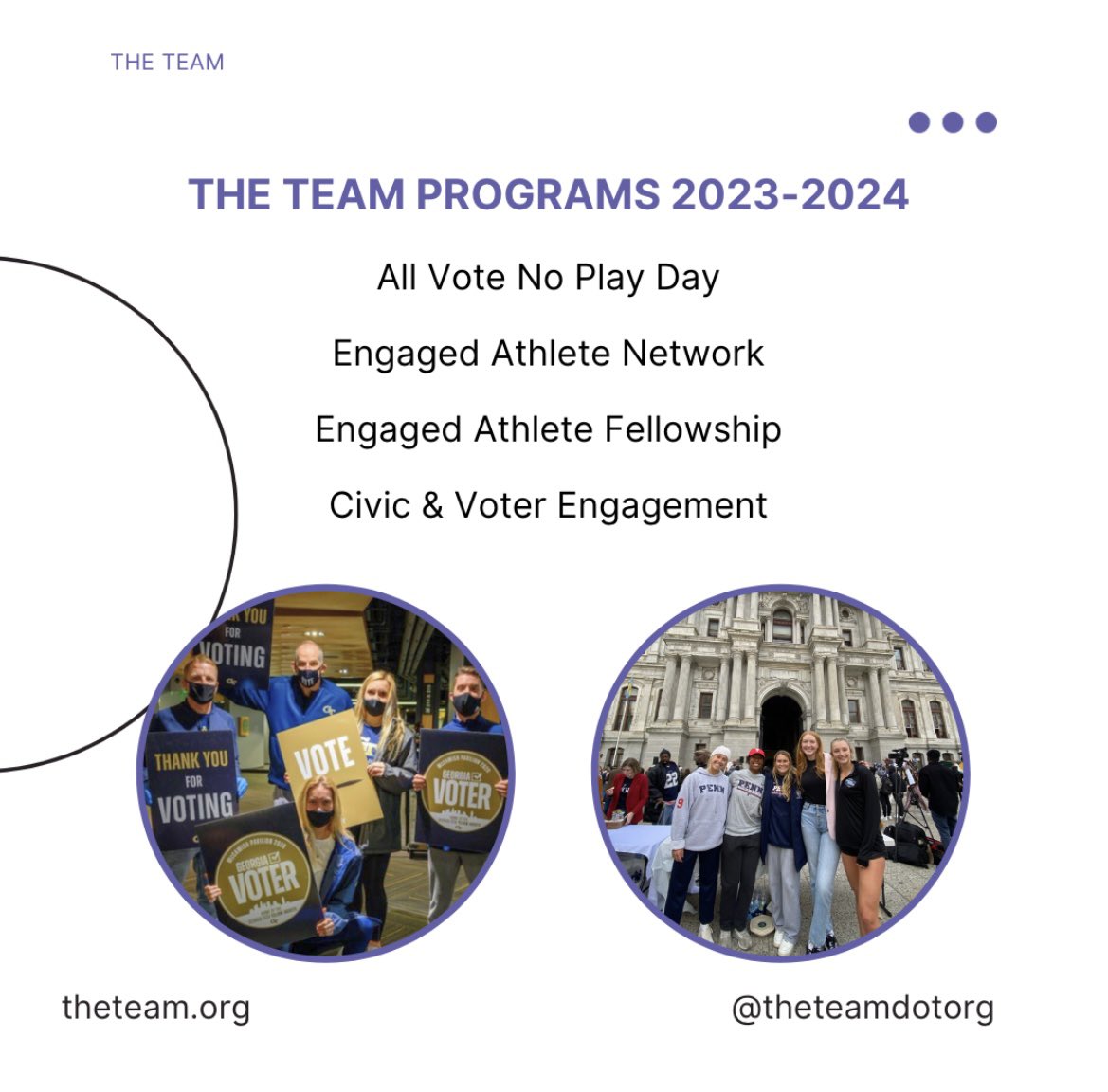 At The Team, we're all about developing programming and opportunities for engaged athletes to get involved in thier communities.  Learn all about us at theteam.org.