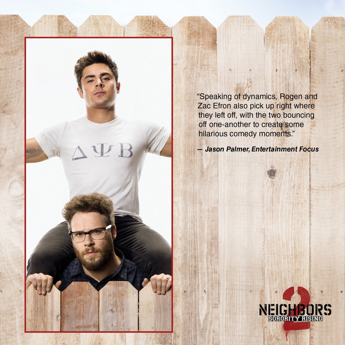 NotableZacEfron's tweet photo. “Speaking of dynamics, Rogen and Zac Efron also pick up right where they left off, with the two bouncing off one-another to create some hilarious comedy moments.”
#Neighbors2 #BadNeighbours2 #Neighbors2SororityRising #ZacEfron https://t.co/Qs1RhiUAoy