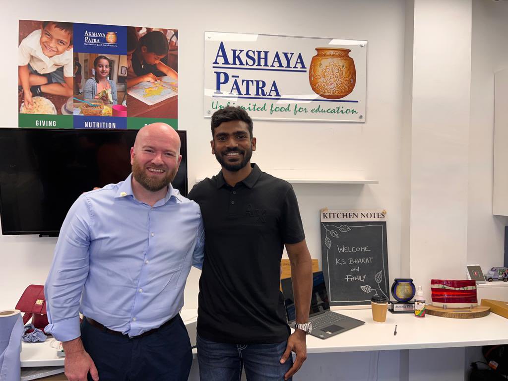 Such joy knowing the person you are <a href="/KonaBharat/">KonaSrikarBharat</a>. Thanks for your sincerity and support to <a href="/AkshayaPatra/">Akshaya Patra</a>. Great to have you visit <a href="/UKAkshayaPatra/">Akshaya Patra UK</a>’s kitchen in London despite a busy schedule. Your voice for nutritious meals for children will go a long way. #middaymeals