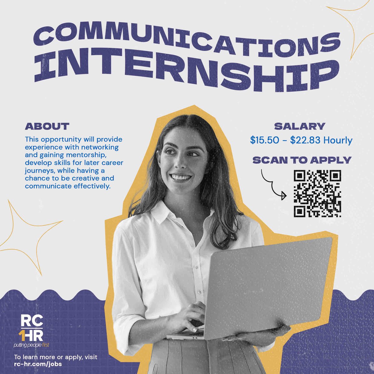 We have an exciting internship opportunity to join HR’s communications team.

The internship will be a 6-month minimum commitment with 30-hour work weeks.

To apply or learn more, visit rc-hr.com/jobs