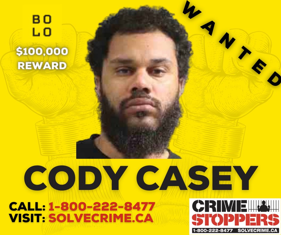 SolveCrime's tweet photo. Bolo Program is offering a reward up to $100,000 for info leading to the arrest of Cody CASEY.
Media release: https://t.co/tB7VnPMCFF.
If you have info & wish to remain anonymous, call Crime Stoppers at 1-800-222-8477, or at https://t.co/4Rh2XJ4I6V, or use the "P3 Tips" app. https://t.co/vDnpuVZvP6