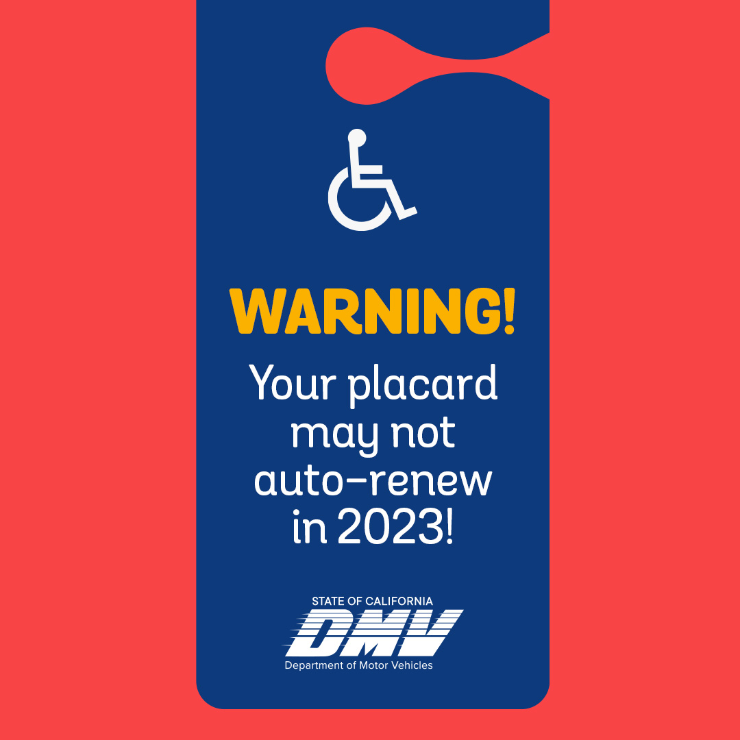 AARPCA's tweet image. If you’ve had a disabled person parking placard for six or more years, it will expire on June 30, 2023! Don't wait, renewing is quick, easy, and can be completed online. Visit spr.ly/6017OItfJ to e-sign your renewal, no doctor’s note required. #CADMV #DisabledPlacard #ADA