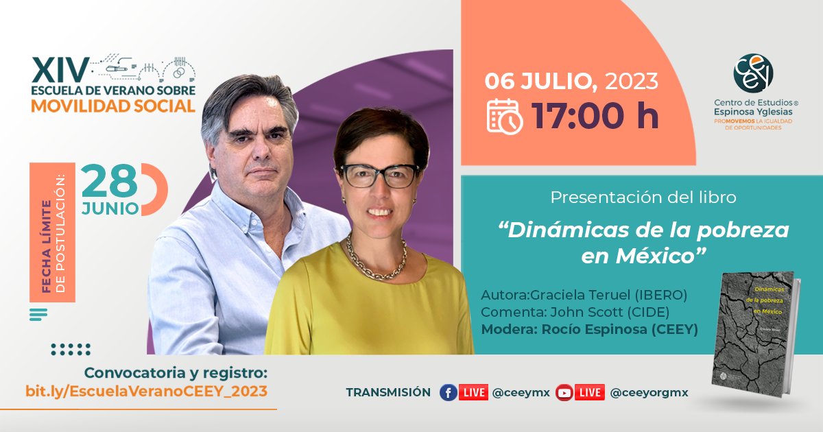 ¿Cómo y porqué las personas salen y entran de la pobreza en México?

Ven a descubrirlo de la mano de la autora del libro «Dinámicas de la pobreza en México» Graciela Teruel, investigadora de la <a href="/IBERO_mx/">IBERO CDMX</a> y John Scott, académico del <a href="/CIDE_MX/">CIDE</a> en #EscuelaCEEY bit.ly/EscuelaVeranoC…