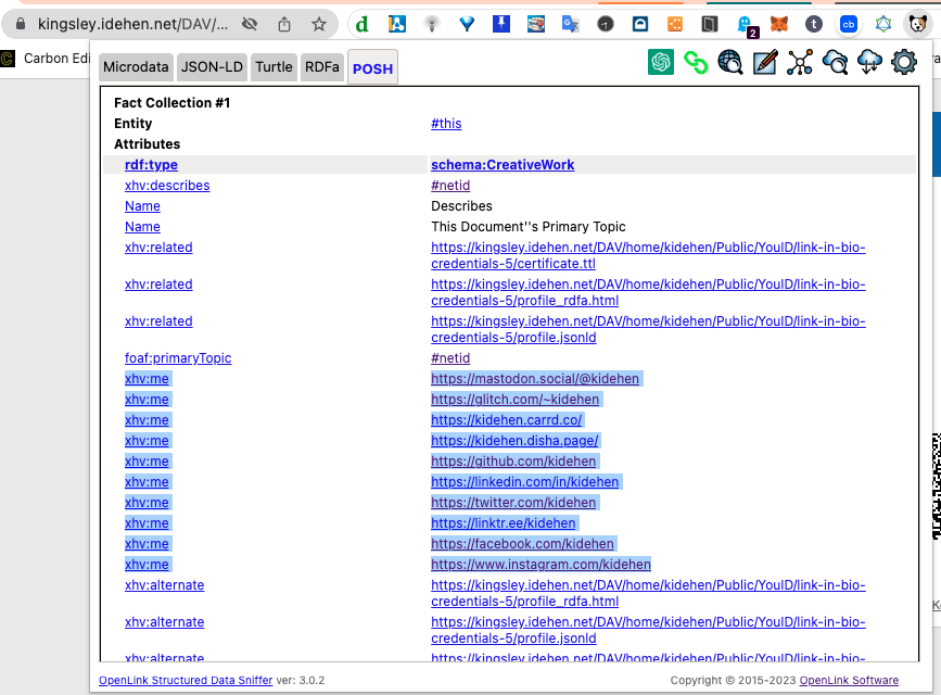 kidehen's tweet photo. Here's the @oplyouid generated Link In Bio profile document used in my #RelAuthMe demonstration.
https://t.co/iykE0AJ84o
That's a single profile doc, and associated #Identity, that's under my control and usable for authentication using #OAuth.
#SSI #YouID #NetID #WebID https://t.co/TPbOPJFcRe