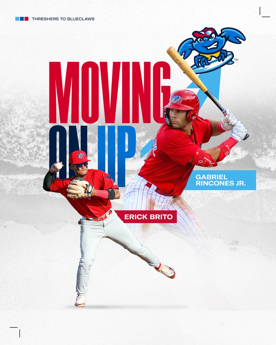 PhilsPlayerDev's tweet photo. Congratulations to LHP Wesley Moore, RHP Jack Dallas, INF Erick Brito, and OF Gabriel Rincones Jr. on being promoted to the @BlueClaws! https://t.co/26RiWuebEv