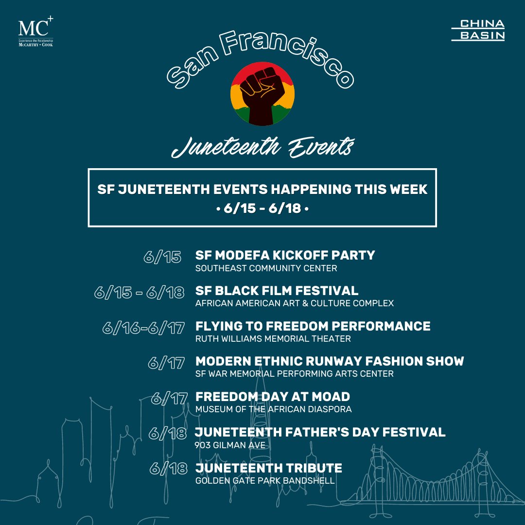 This week is packed with Juneteenth celebrations! Here are a few we're looking forward to.
#juneteenth2023 #sanfranciscoevents #sfevents