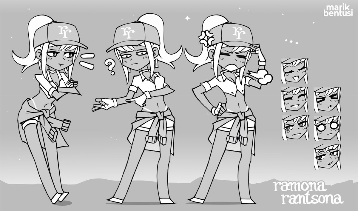 Char I made for a gag. One of those "puppet" setups where you mix'n'match arms, eyes and mouths to generate poses and expressions. Kinda fun to draw a new piece and know it's a permanent addition to your growing shelf of ingredients. Shadow of Buckley loomed over me tho...