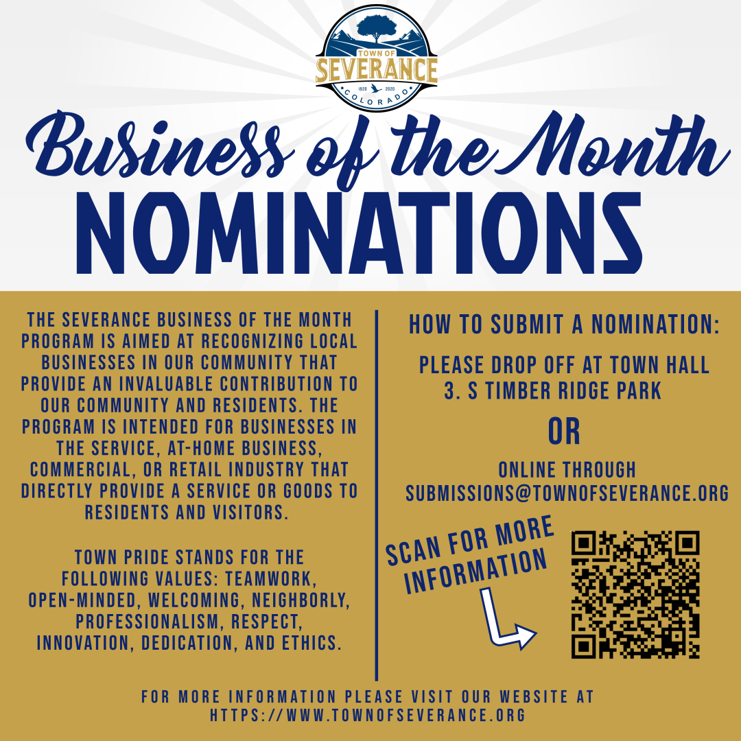 TownofSeverance's tweet photo. Now accepting Severance Business of the Month nominations! For more details, go to: 
https://t.co/5Niq6h73w9 https://t.co/EX5YifV1xw