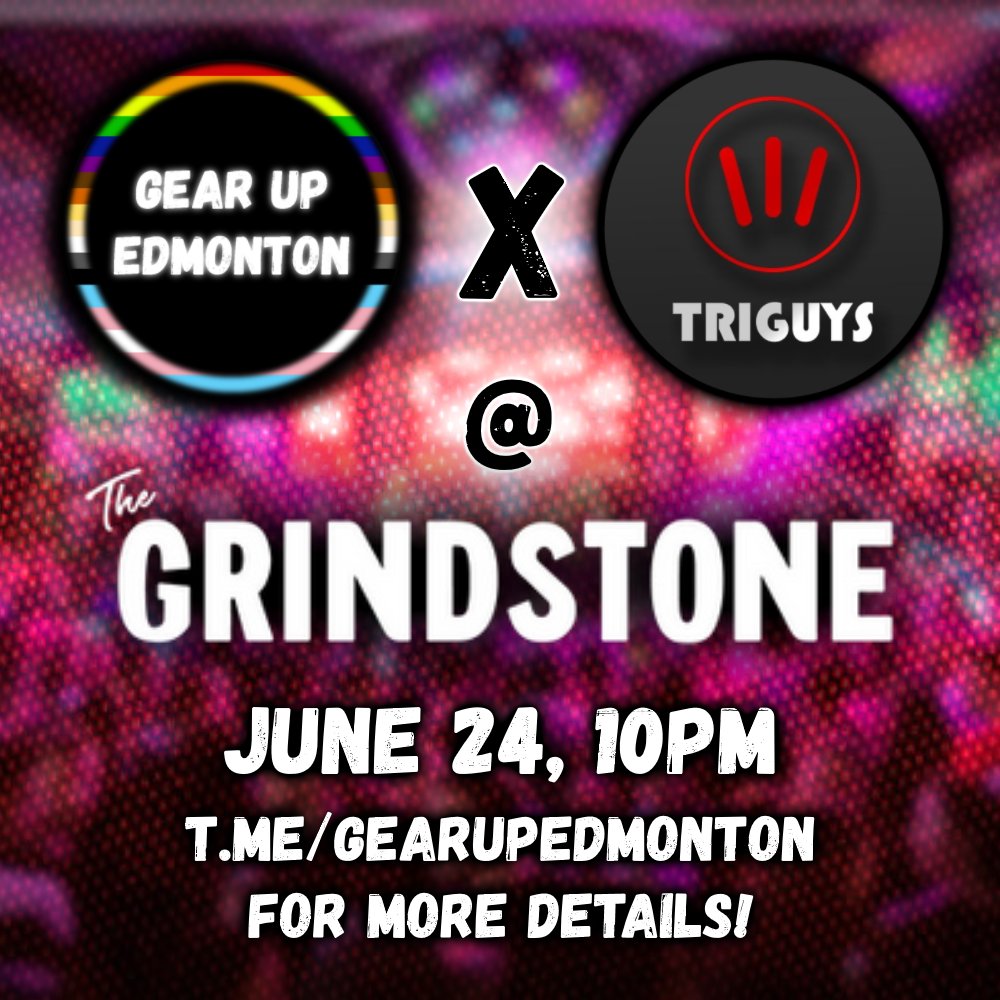 gearUpEdmonton's tweet photo. Don't forget to join Gear Up Edmonton as we crash STUD Vol. 11 - Pride Edition, hosted by Tri Guys! Put on your favourite  gear &amp; proudly strut your stuff at the Grindstone Theatre on June 24th at 10pm.
GUE: https://t.co/JWUtpX62zR
Tri Guys: https://t.co/HT6YXzYFcR https://t.co/0XtC565lm2
