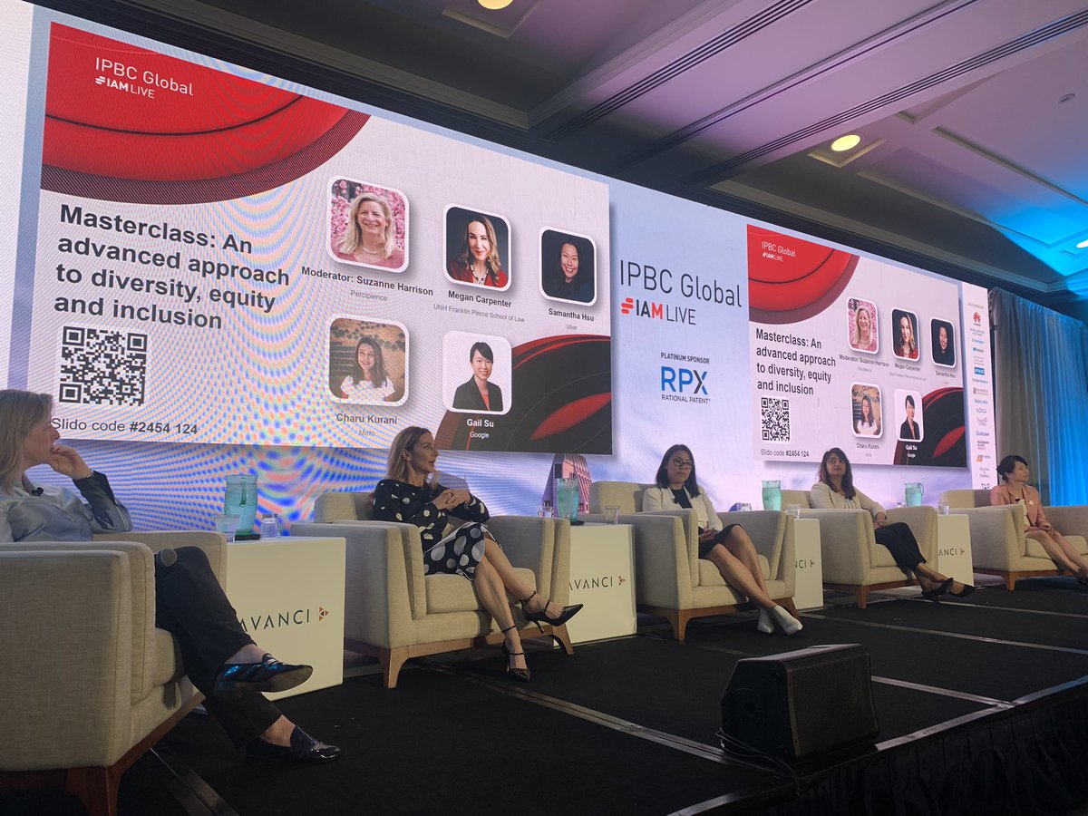 Diversity, #equity &amp; #inclusion still hot topics for #IP the sooner this subject will be removed from the agenda the better it will be #IPBCGlobal today <a href="/megancarpenter/">megancarpenter</a> Samantha Hsu <a href="/Uber/">Uber</a> Charu Kurani <a href="/Meta/">Meta</a> Gail Su <a href="/Google/">Google</a> moderated by Suzanne Harrison share how to move forward