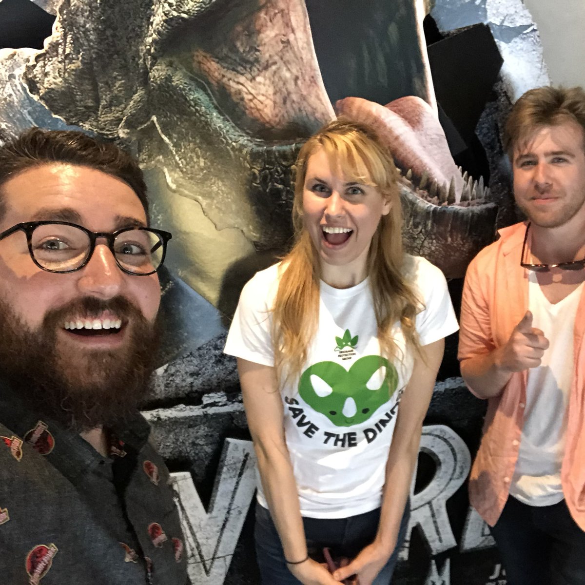 BradJost's tweet photo. I’ve seen Jurassic movies in theaters with some pretty cool people in recent years! 

#JurassicPark30 https://t.co/C308wrE8Cv