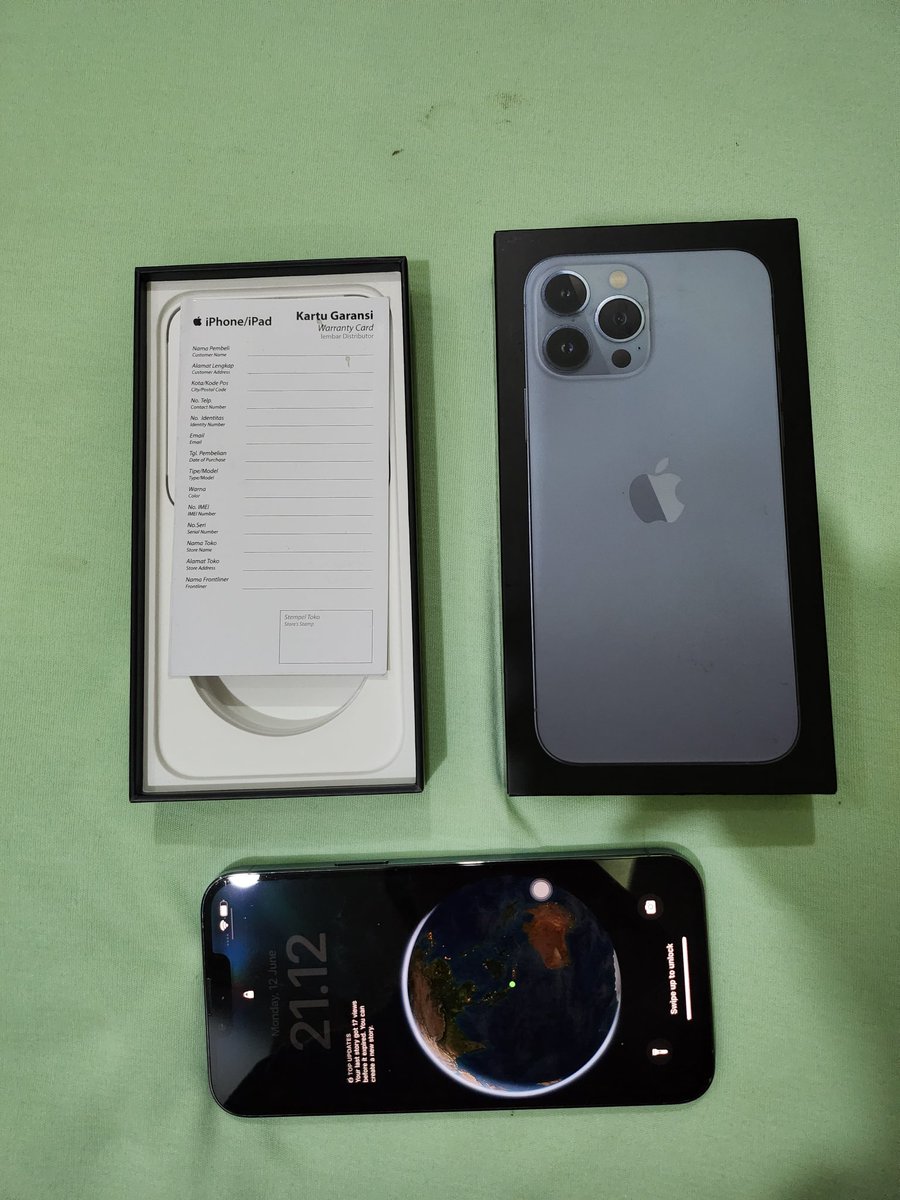 putryrosaliana's tweet photo. Dijual Iphone 13 pro max
sierra blue 128gb ex Ibox
Kelengkapan full set ori
Kondisi mulussss
Pemakaian apik
Battery Health 98% awet bgt
All provider imei terdaftar
Icloud aman, true tone aman, face ID aman
Lokasi Depok, COD Depok
#jualiphone #iphone13promax #iphone #jualiphone13 https://t.co/LAePux68S4