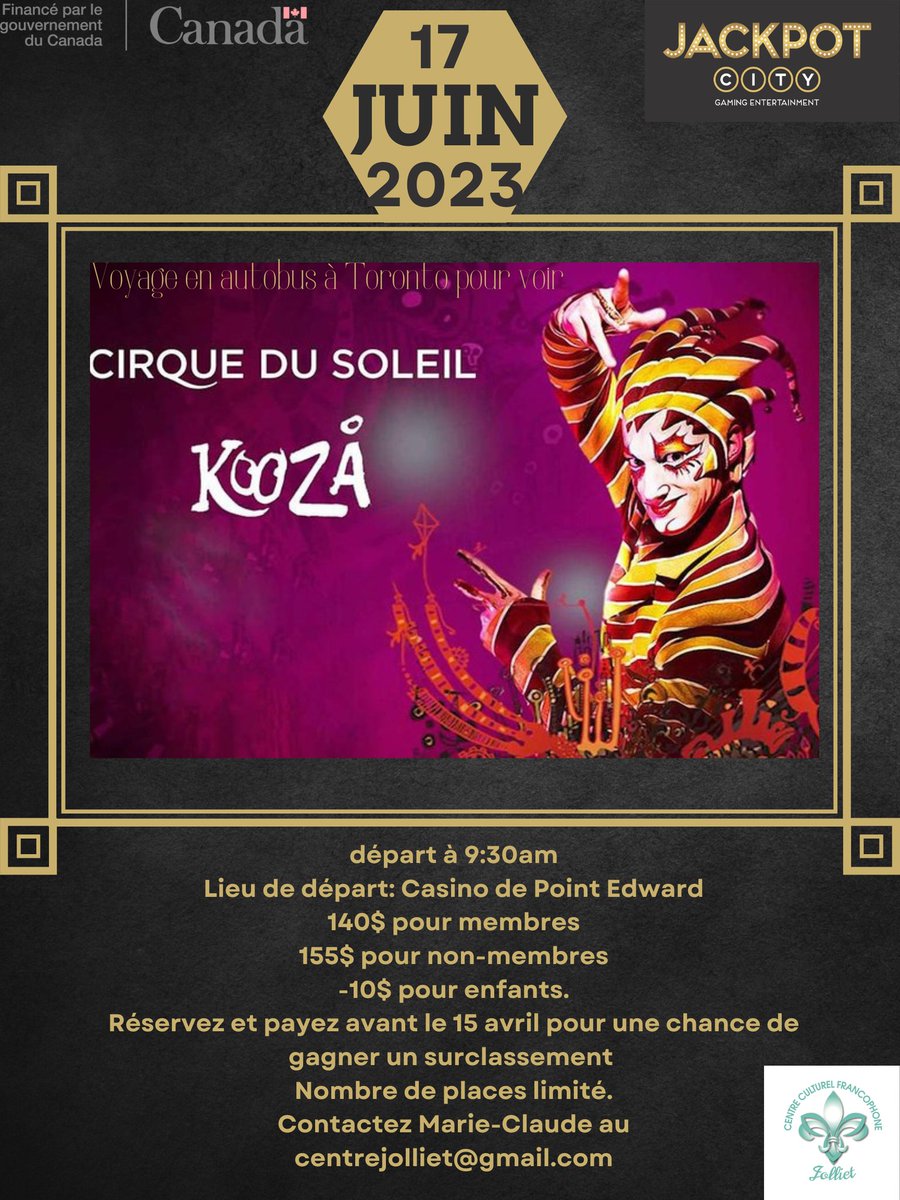 Il nous reste 4 places!  À qui la chance??? Un spectacle inoubliable!