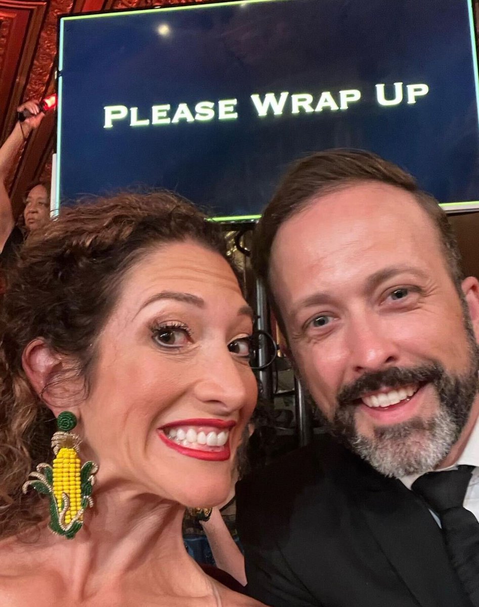 randizuckerberg's tweet photo. ...take me back to last night's @TheTonyAwards 🏆

Had a blast bringing along team HUG @Michael_Littig &amp; @juliagierasimow to celebrate our corny friends at @Shucked_Musical 🌽🌽 https://t.co/rccOzQ3MYi