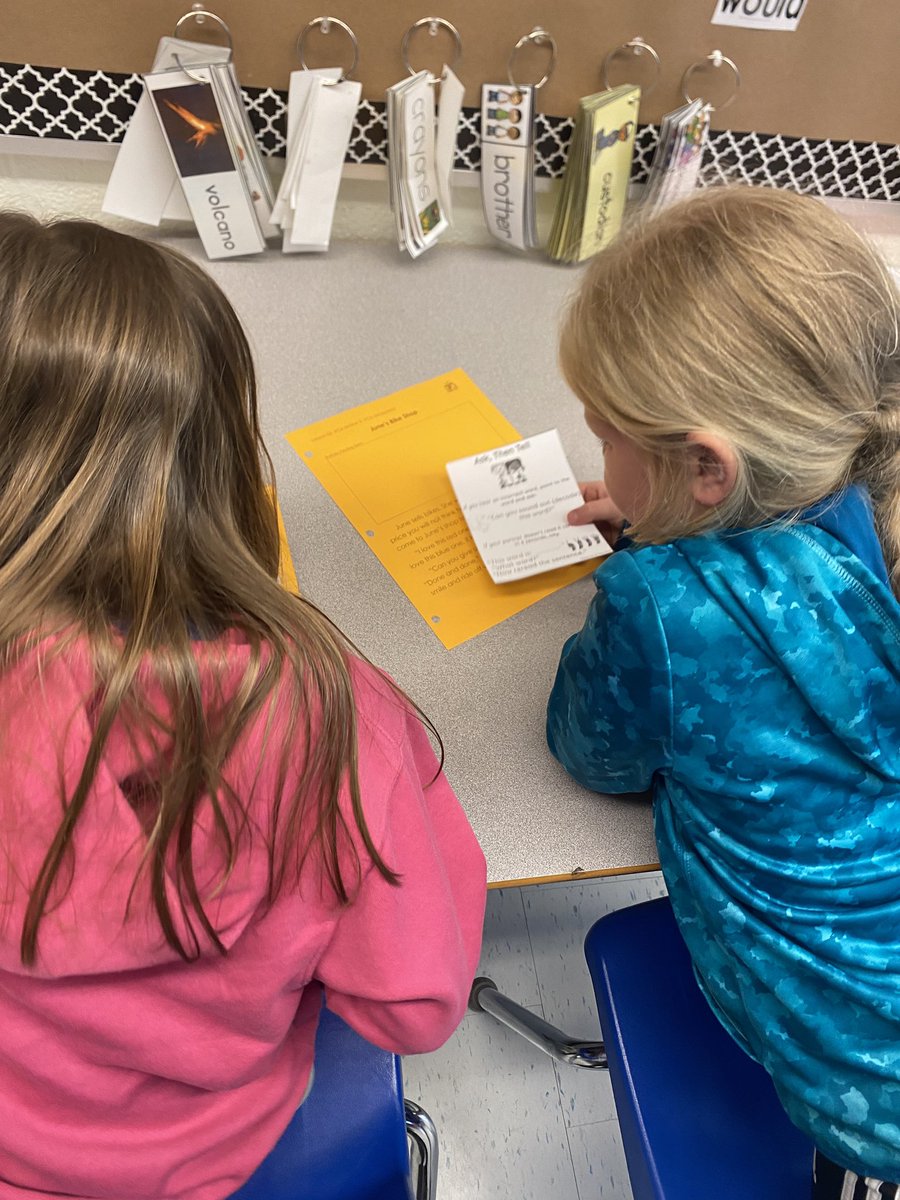miss_dales's tweet photo. My grade 1/2 students did such a great job during their partner reading session using their “Ask, Then Tell” strategy cards. Thank you for this fantastic idea @MellyT3182 https://t.co/YiiKSB56NJ