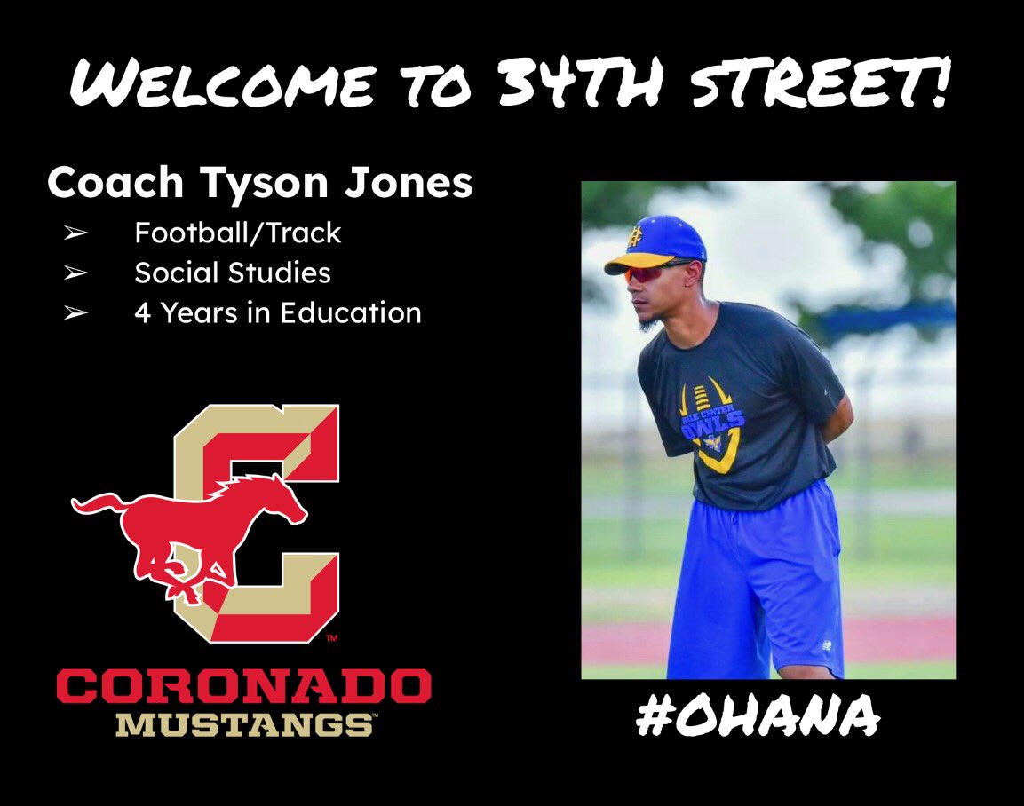 Let’s gooooo!  We’re excited to welcome Coach Jones to CHS!!!  #WeAreCoronado