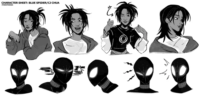 blue spider reference sheet #spidersona #AcrossTheSpiderVerse #SpiderVerse