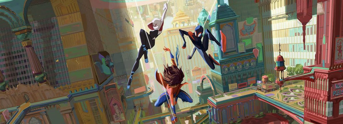 AYMRC's tweet photo. Stylistic Evolution of Mumbattan. Gave it my best shot to help representing this world and culture in an authentic and observed way. Hope it landed. 
#AcrossTheSpiderVerse https://t.co/dK2qGeyruT