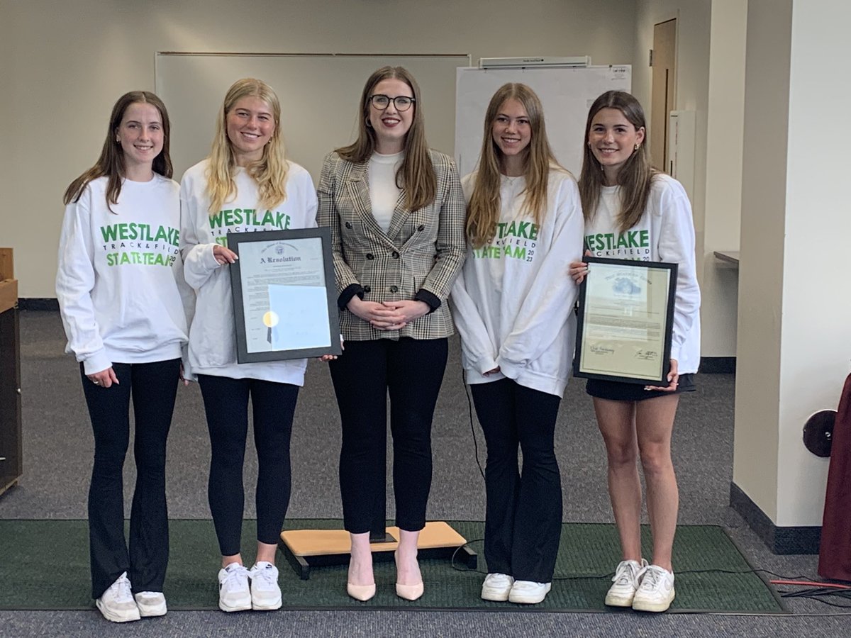 WestlakeDemons (@demonathletics) on Twitter photo Congratulations to our 4x800 State Championship team. They were recognized at tonight’s BOE meeting and received a Proclamation from <a href="/RepBrideSweeney/">Bride Rose Sweeney</a>! Great job Maggie, Sydney, Sarah, and Sarah! Congratulations to our 4x800 State Championship team. They were recognized at tonight’s BOE meeting and received a Proclamation from <a href="/RepBrideSweeney/">Bride Rose Sweeney</a>! Great job Maggie, Sydney, Sarah, and Sarah!