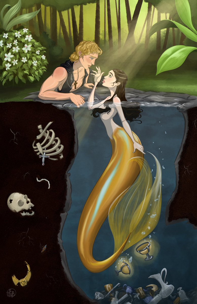 Finally finished my larger #mermay project! Philip and Syrena, from the grossly underrated 'Pirates of the Caribbean 4: On Stranger Tides'

#mermay2023 #mermaid #siren #pirates #piratesofthecaribbean #onstrangertides #samclaflin #disney #fountainofyouth #illustration #art #fanart