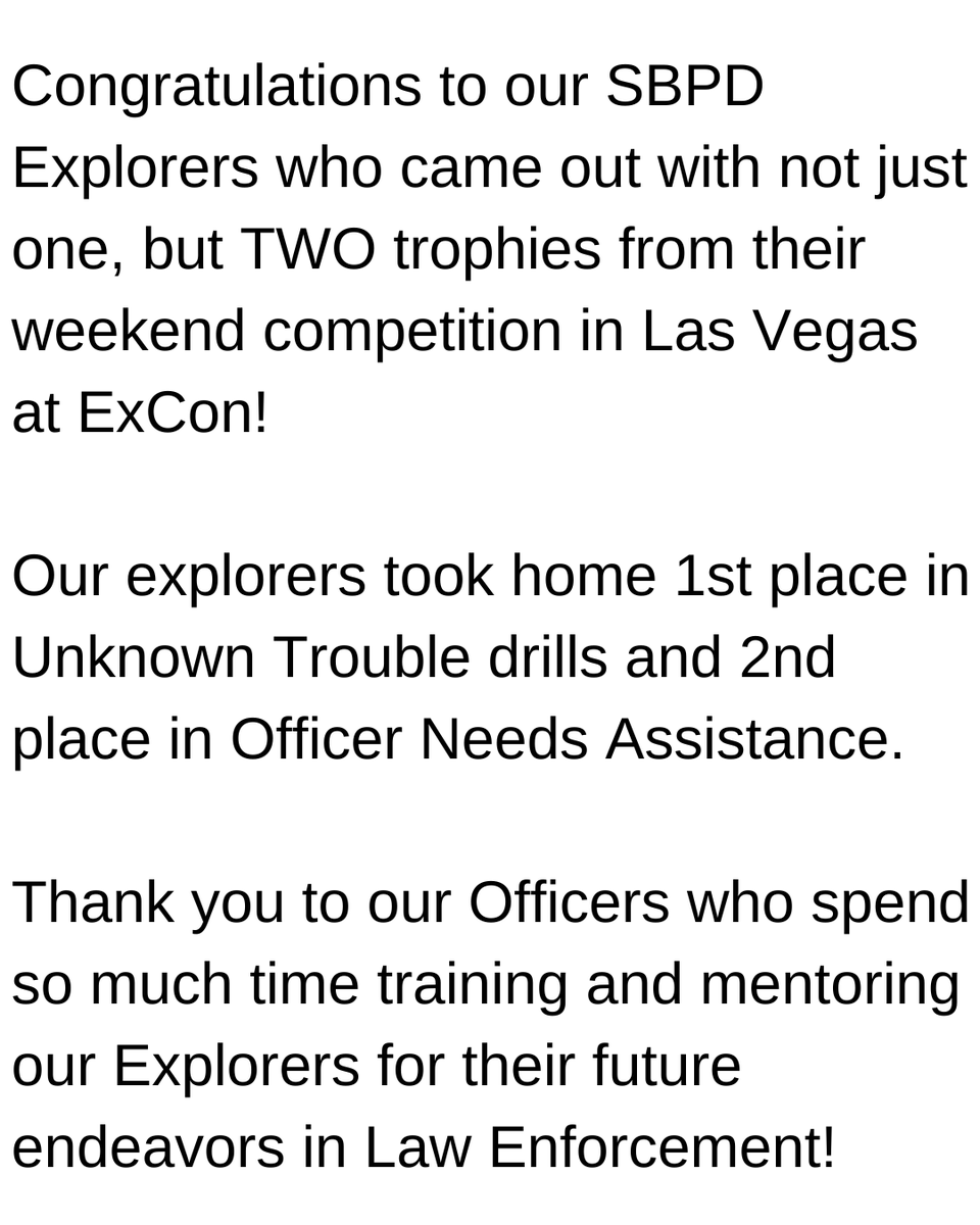 SanBernardinoPD's tweet photo. EXCON COMPETITION 2023
@SBPD_CHIEF
#ExplorerProgram #OurFutureLeaders #SanBernardino #StandardofExcellence #EXCON2023 https://t.co/YrFhQsGjdU