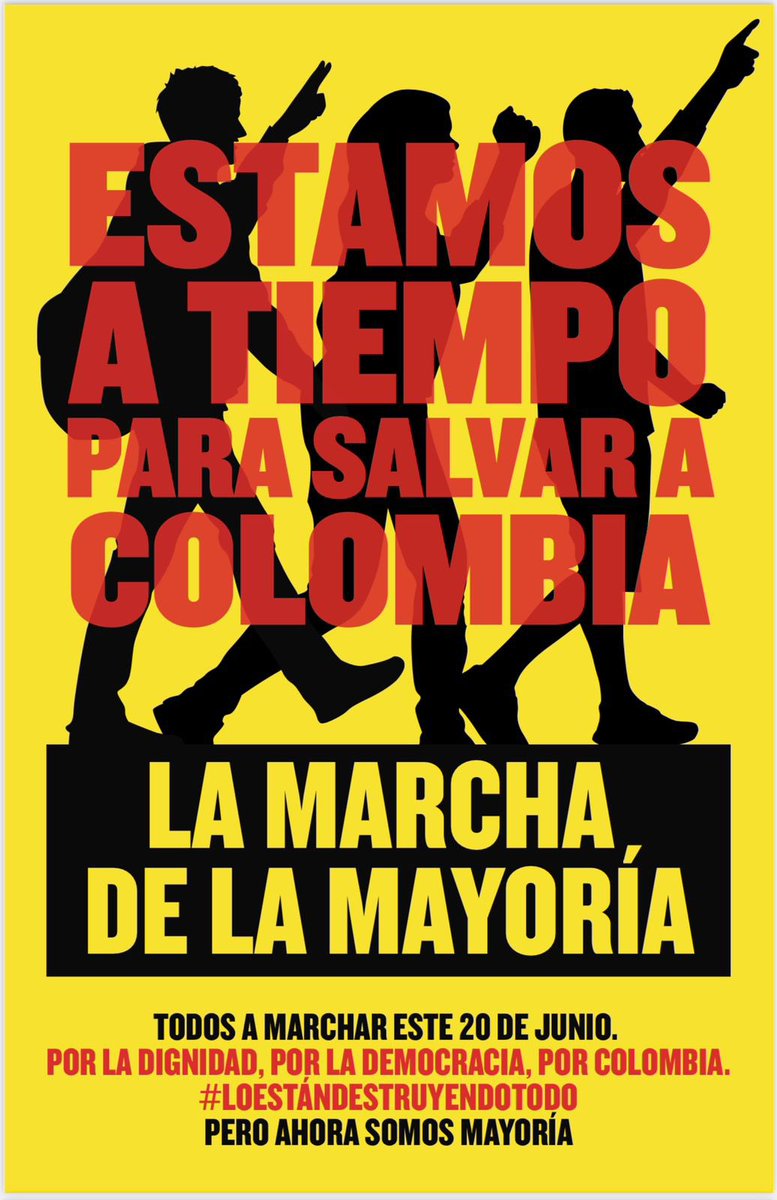 #YoMarcho20DeJunio #AlaCalle20deJunio #DefendamosLaDemocracia #NoALaImpunidad