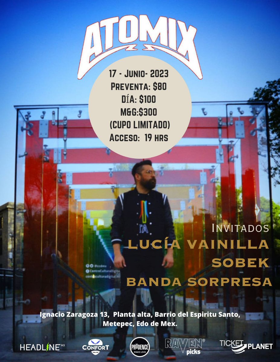 Atomixrock's tweet photo. Carnales de TOLUCA, nos vemos este Sábado 17 en el #ConfortMetepec
Vayan a comprar sus preventas ya por que el lugar no es muy grande y se van a acabar!!
Les dejo la dirección en el flyer. https://t.co/9jIsIfy9P9