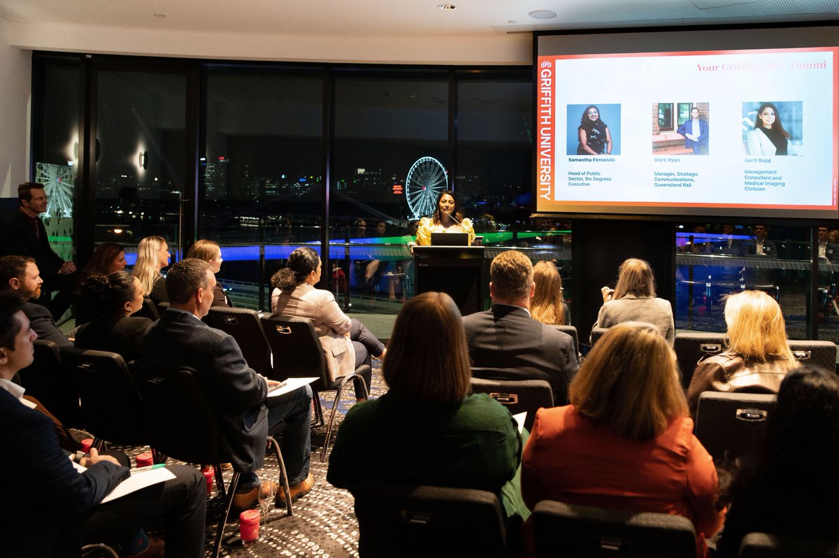 Our #GriffithMBA Community came together recently for Brand Me! ✨
 
Thank you to our guest speakers Mark Ryan, Samantha Fernando and Aarti Bajaj (IMLa, ASAR) for sharing their experiences on how to build an authentic brand to achieve personal and professional goals.