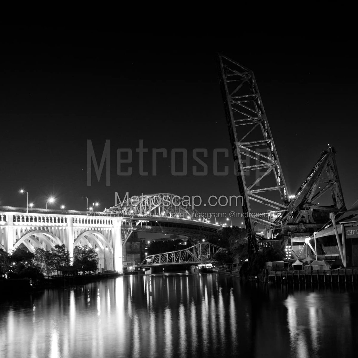 Cleveland photographs Black & White: The Bascule Bridge on the South Bank of the Cuyahoga River #cleveland #cle #theland #clevelandohio #thisiscle #216 #BlackWhite | metroscap.com/cleveland-them…