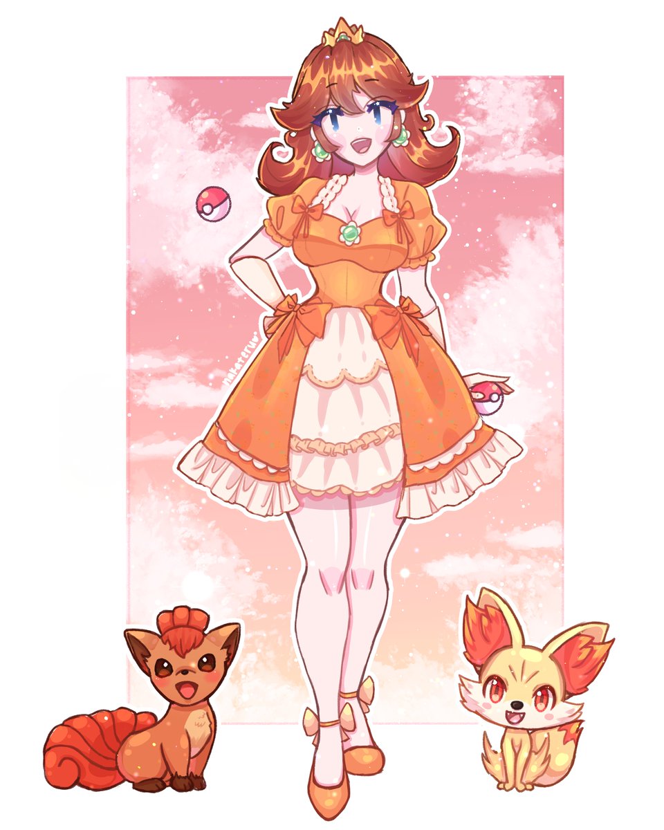 pokemon trainer daisy 🌼 #princessdaisy #supermario  #Nintendo #MarioBros #vulpix #Fennekin