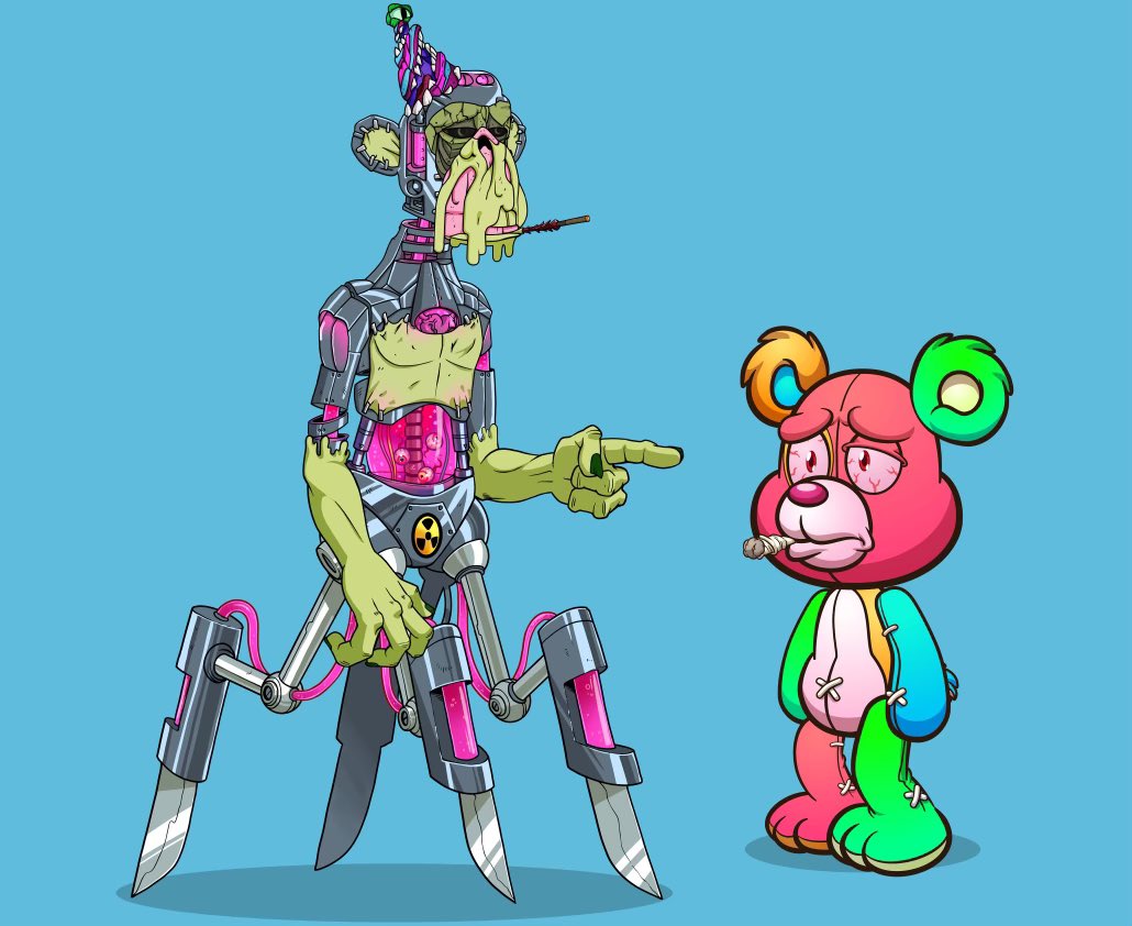 Well the <a href="/killabearsnft/">KILLABEARS 🐻</a> team just dropped me this badass full body version of my mayc after I got one yesterday 👑

Find you a project that does shit like this just to make holders happy 🔥

Ending mutant Monday in style ✌️

#killabears #mayc <a href="/BoredApeYC/">Bored Ape Yacht Club 🍌</a>
