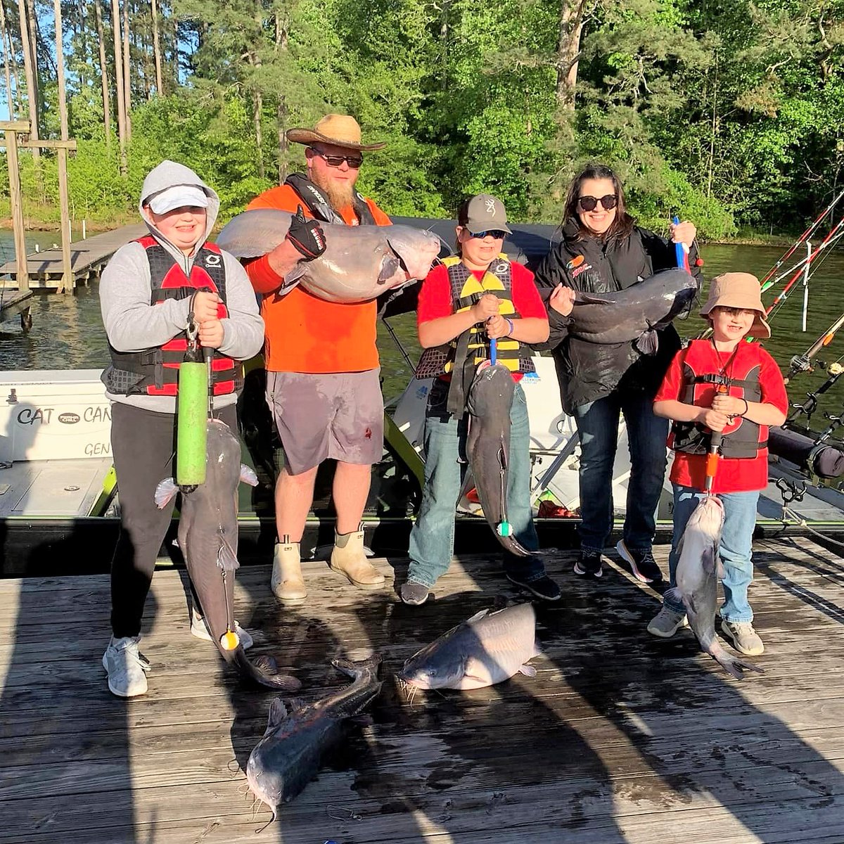 The action began with a massive catch as Khloie, only 13 years old, successfully caught a 47-pound catfish. 'As she began to reel it in, I remember her saying, 'This is hard!!!' I told her that's because it's a big fish!' God bless! #childswish #ussa #fishing