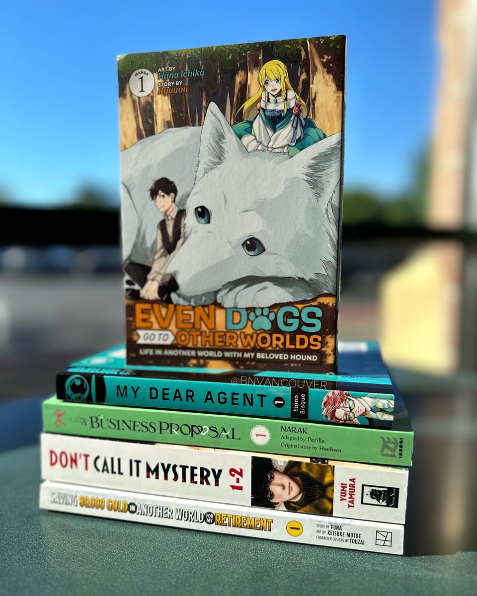 It’s a great day for #Manga! Check out these #NewReleases!

Even Dogs Go to Other Worlds Volume 1
My Dear Agent Volume 1
A Business Proposal Volume 1
Don’t Call It Mystery Volume 1-2
Saving 80,000 Gold in Another World for my Retirement Volume 1

#barnesandnoble #MangaMonday