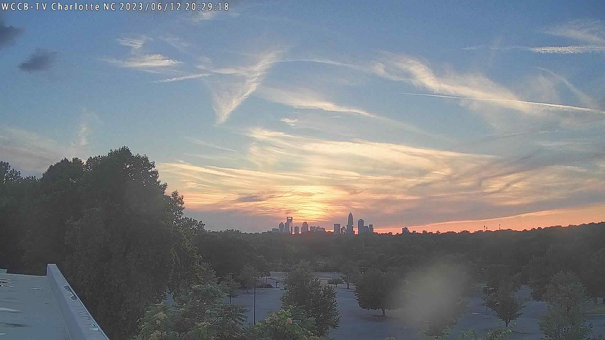 WCCB Charlotte at sunset and it's 75.7 F.