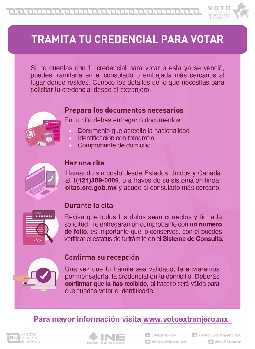 🌎Prepárate para las elecciones 2024, tramitar tu #INE desde el extranjero es muy sencillo. Estos son los pasos que debes seguir.👇👇
Más información en votoextranjero.mx