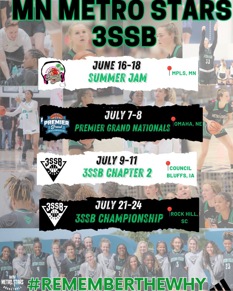 MN Metro Stars (@mnmetrostars) on Twitter photo 𝙎𝙐𝙈𝙈𝙀𝙍 𝙎𝘾𝙃𝙀𝘿𝙐𝙇𝙀
Here is where to catch our 2024 & 2025 3SSB teams this June and July! #metrostarsfamily
<a href="/EricJrAllStar/">EricJrAllStar</a> <a href="/FiveStateHoops/">Chuck Thompson</a> <a href="/GMacHoops/">Grant McGinnis</a>
#3SSBGirls #RememberTheWhy 𝙎𝙐𝙈𝙈𝙀𝙍 𝙎𝘾𝙃𝙀𝘿𝙐𝙇𝙀
Here is where to catch our 2024 & 2025 3SSB teams this June and July! #metrostarsfamily
<a href="/EricJrAllStar/">EricJrAllStar</a> <a href="/FiveStateHoops/">Chuck Thompson</a> <a href="/GMacHoops/">Grant McGinnis</a>
#3SSBGirls #RememberTheWhy