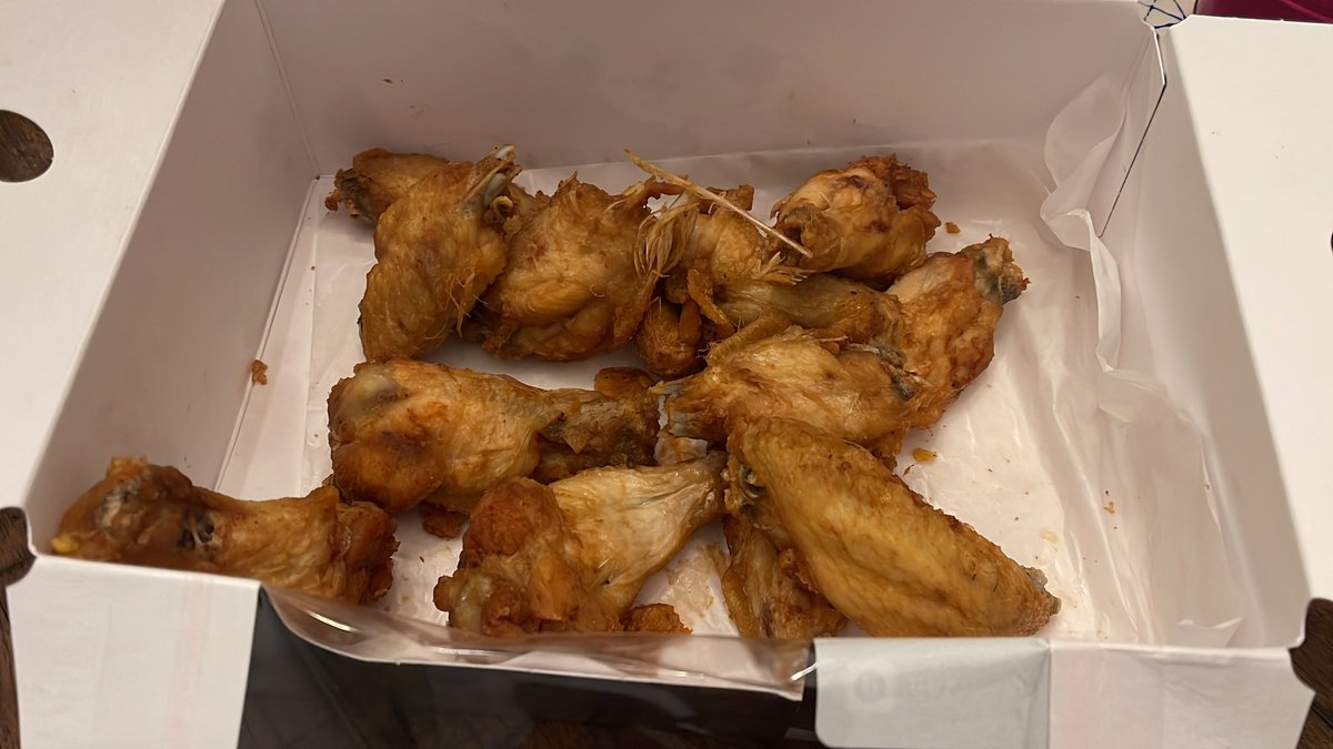My wings are about to fly away <a href="/Publix/">Publix</a>. Never had wings with so many feathers still on them!
