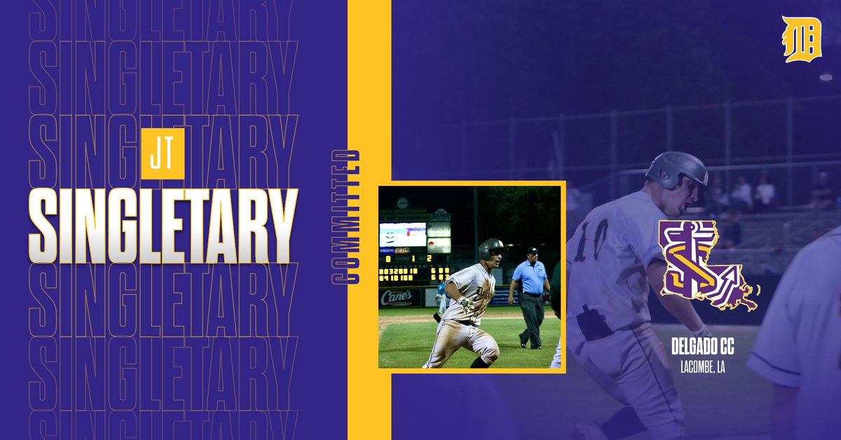 LSUS_Baseball's tweet photo. Welcome JT Singletary out of Delgado CC @delgadodolphins to the program for the 2023-2024 season!

Singletary, is out of Lacombe, LA and helped lead Delgado CC to the @NJCAABaseball World Series this year after hitting 11HR’s while starting all 60 games! https://t.co/K0HFlfOi2I
